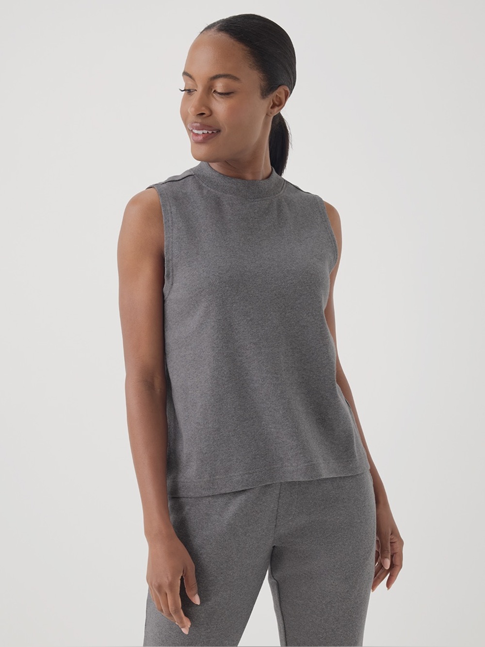 ‼️EUC: Pact Organic Heather Grey Mock Neck Muscle Tank - XL